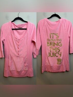 Juicy Couture "Eat Sleep Juicy" loungewear pullover top Size Large
